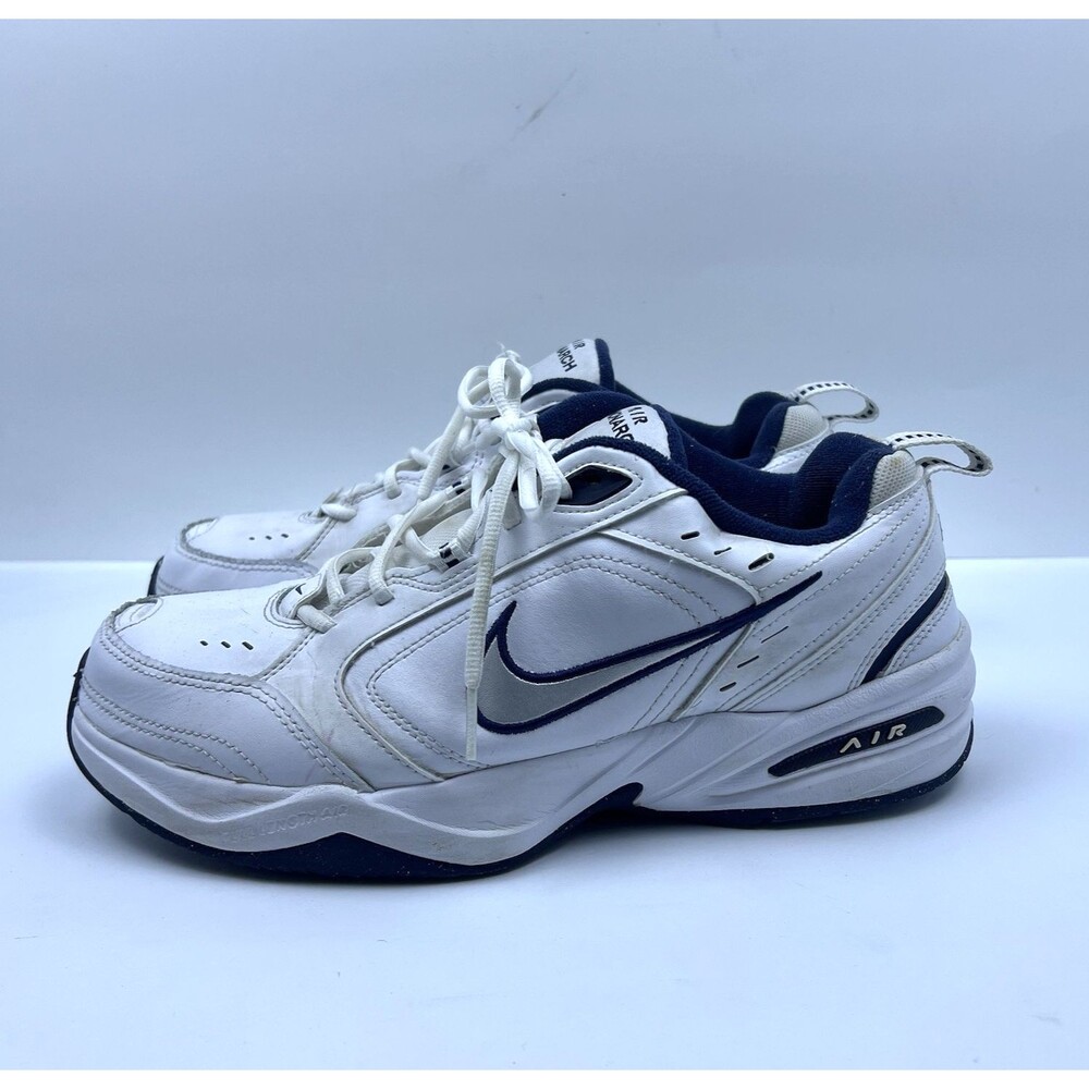 Nike Air Monarch IV Men's Running Shoes White Navy Blue Athletic Sneaker SZ 11 W